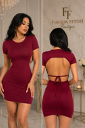 Burgundy Open-Back Cutout Mini Dress