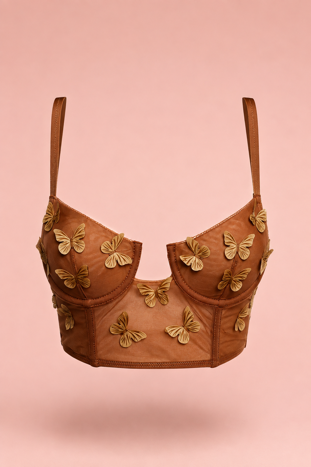 Flutter 3D Butterfly Mesh Crop Top