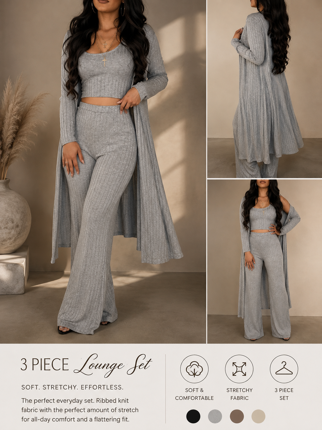 Cozy Luxe Ribbed 3-Piece Set