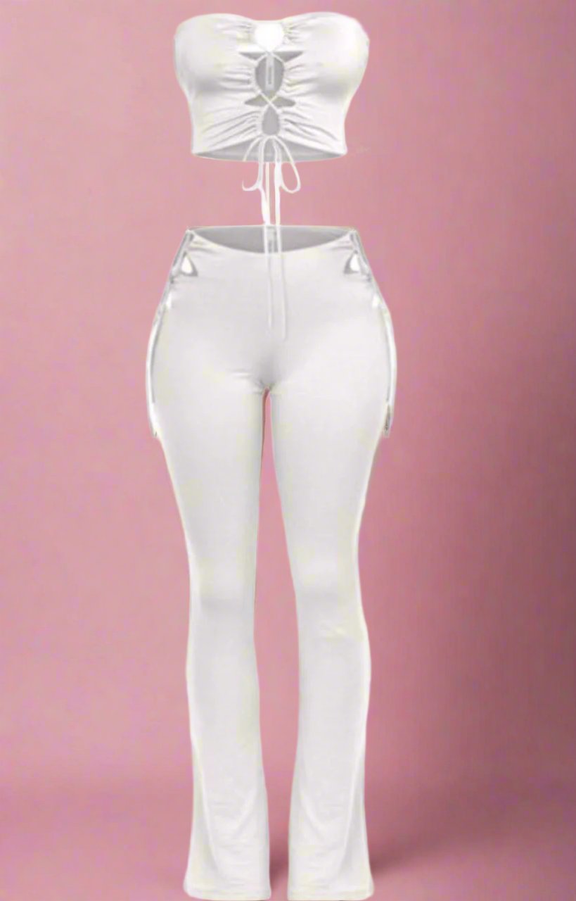 Ivory Ruched Flare Set