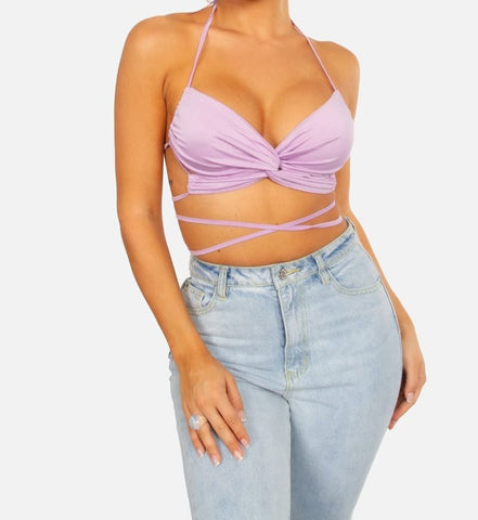 Strappy Khloe Crop Top - lavender