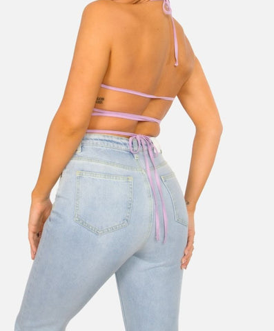 Strappy Khloe Crop Top - lavender